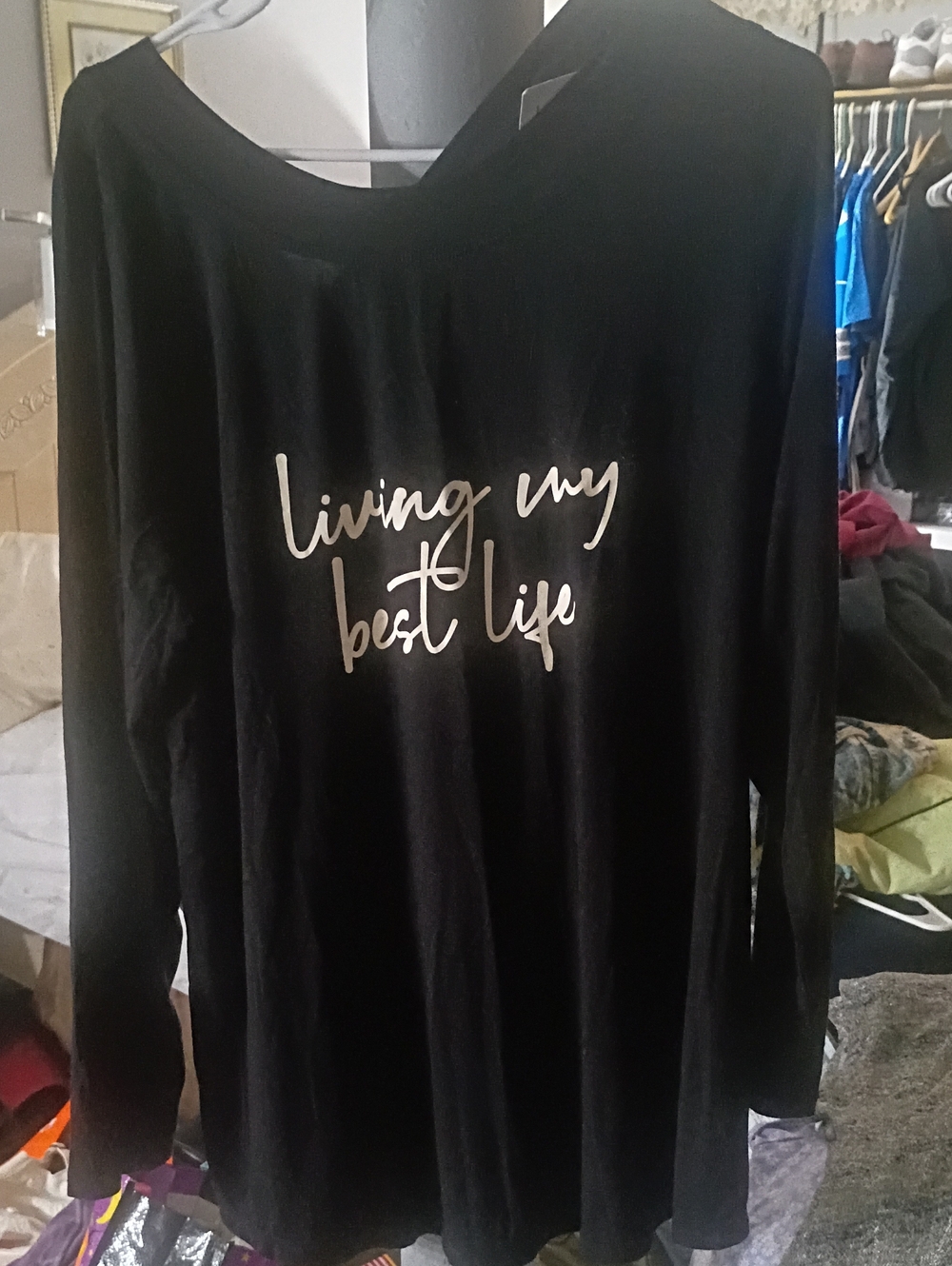 Livi Active Black Long-Sleeve Top with White Script